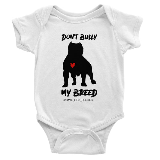 Don't Bully My Breed (red heart) Baby Short Sleeve Bodysuit